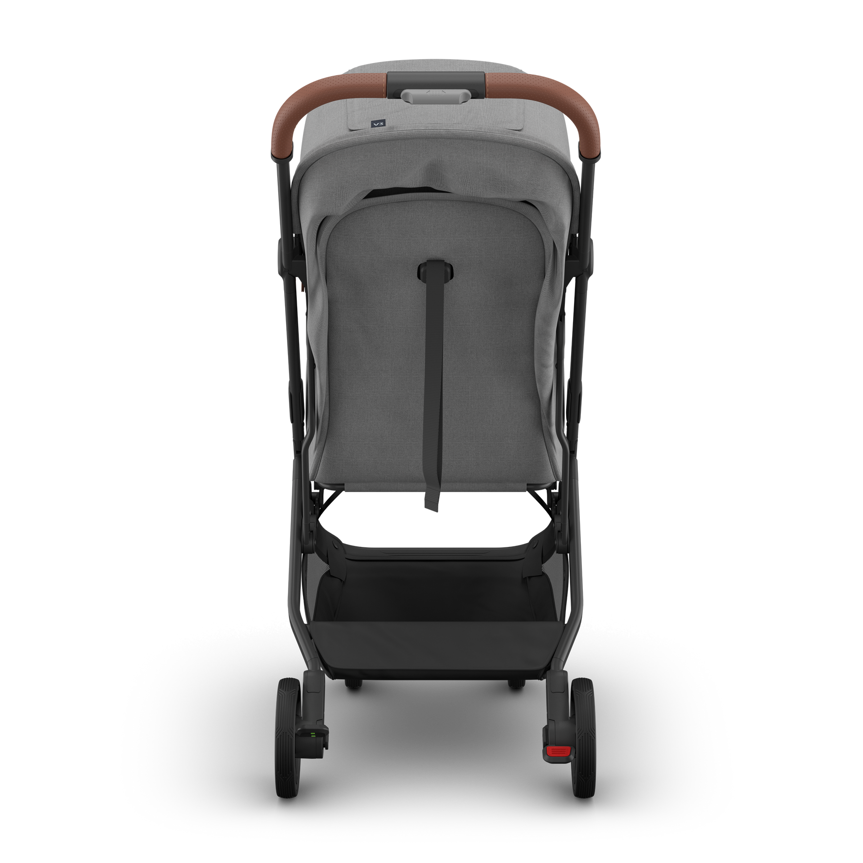UPPAbaby Minu V3 Stroller - Greyson (Charcoal Melange/Carbon/Saddle Leather) - Back View