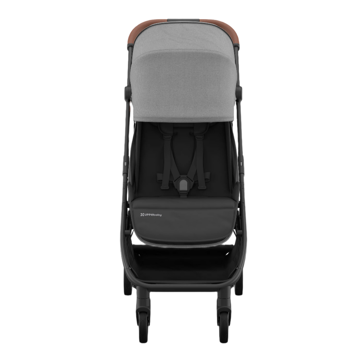 UPPAbaby Minu V3 Stroller - Greyson (Charcoal Melange/Carbon/Saddle Leather) - Front View