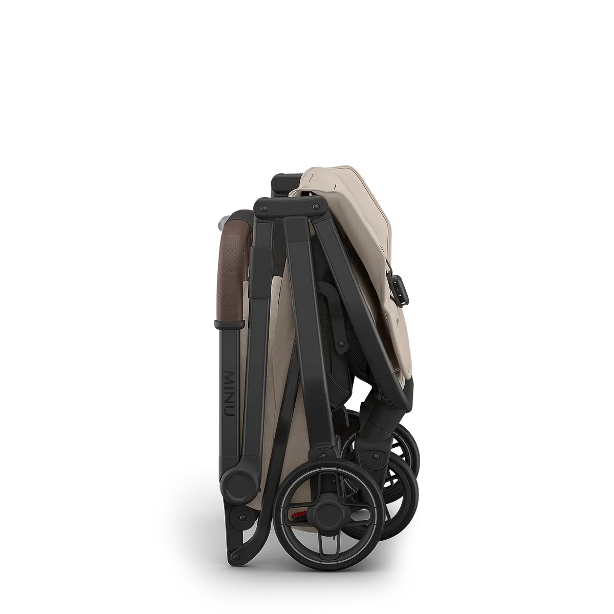 UPPAbaby Minu V3 Stroller - Ada (Charcoal Melange | Carbon Frame | Chestnut Leather) - Folded