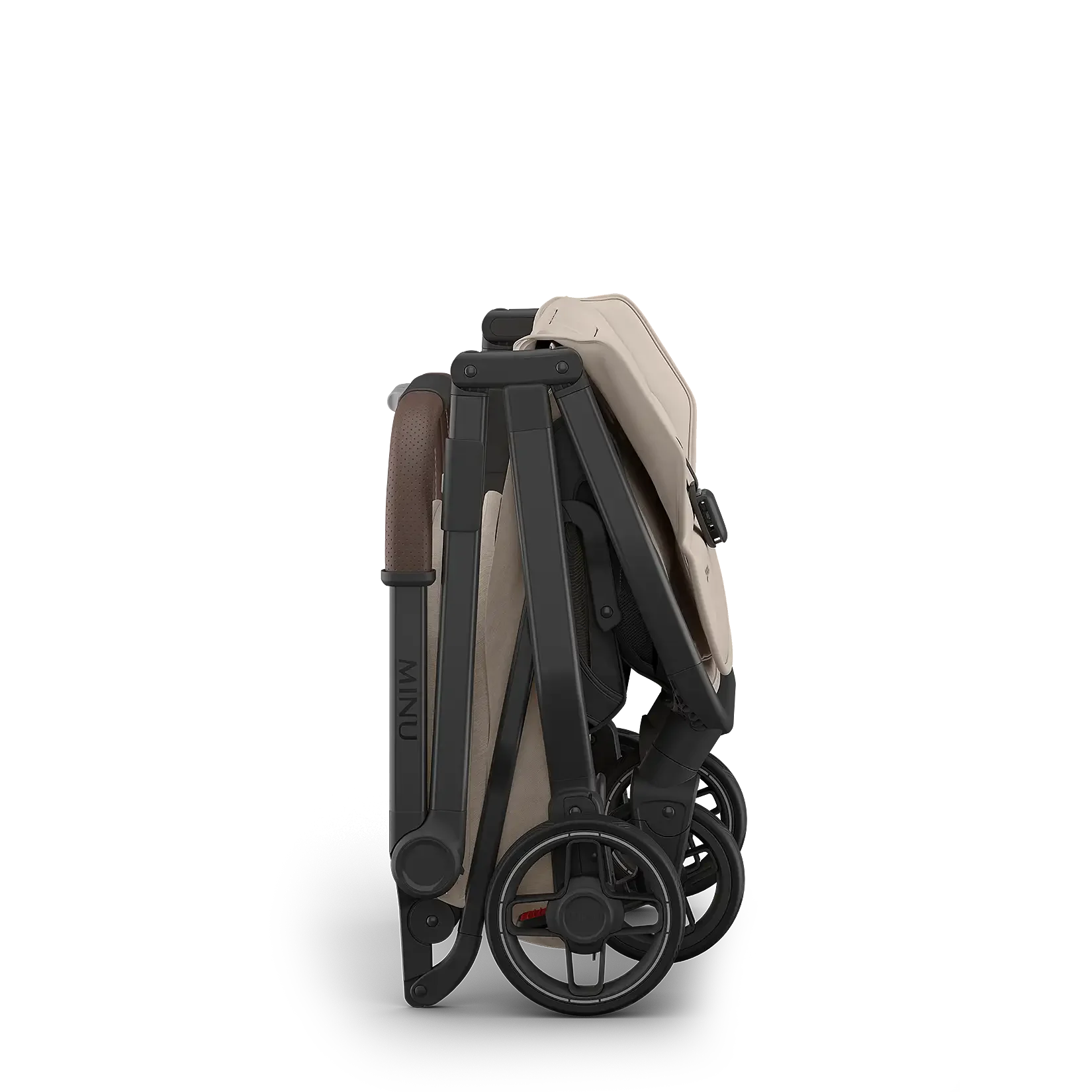UPPAbaby Minu V3 Stroller - Ada (Charcoal Melange | Carbon Frame | Chestnut Leather) - Folded