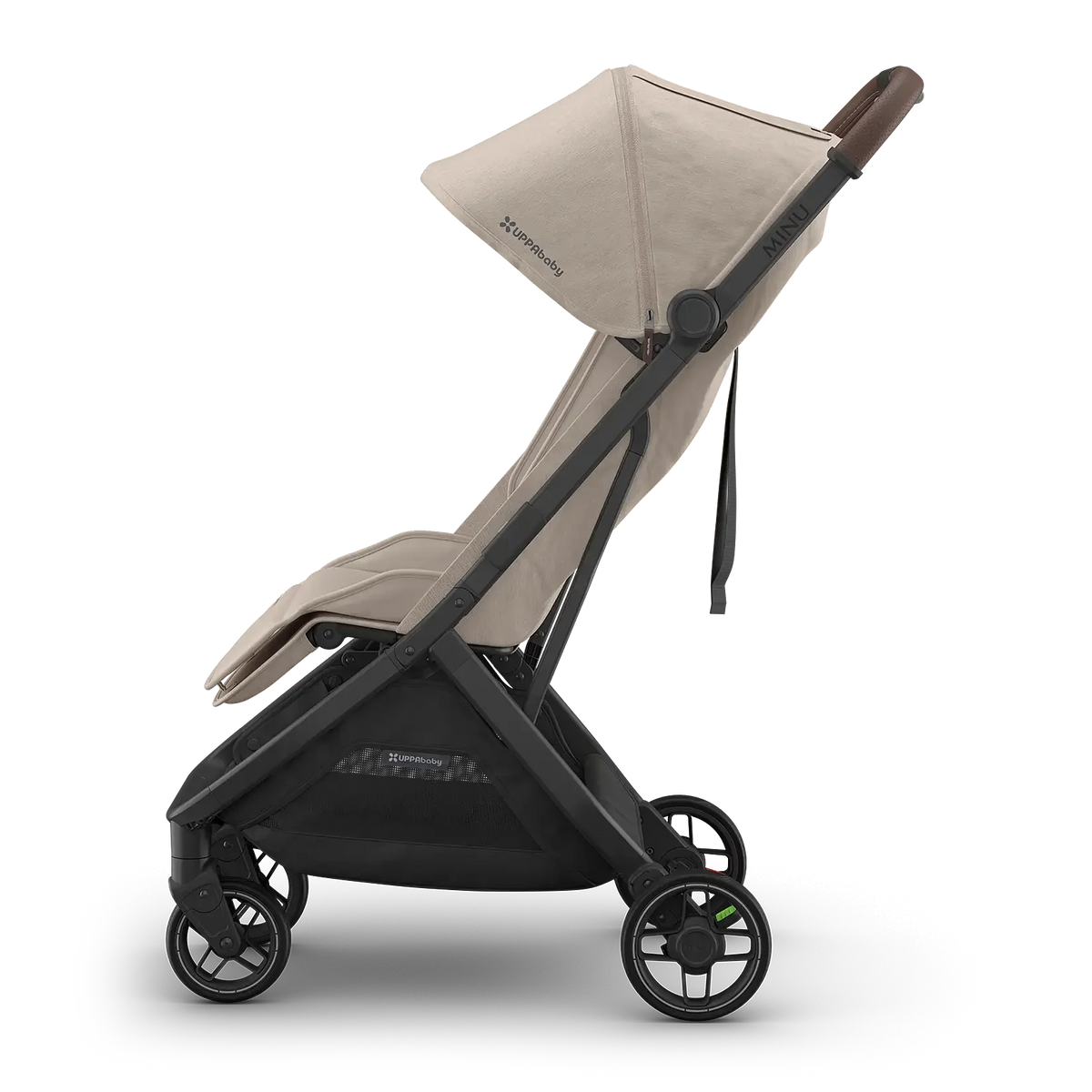 UPPAbaby Minu V3 Stroller - Ada (Charcoal Melange | Carbon Frame | Chestnut Leather) - Side View