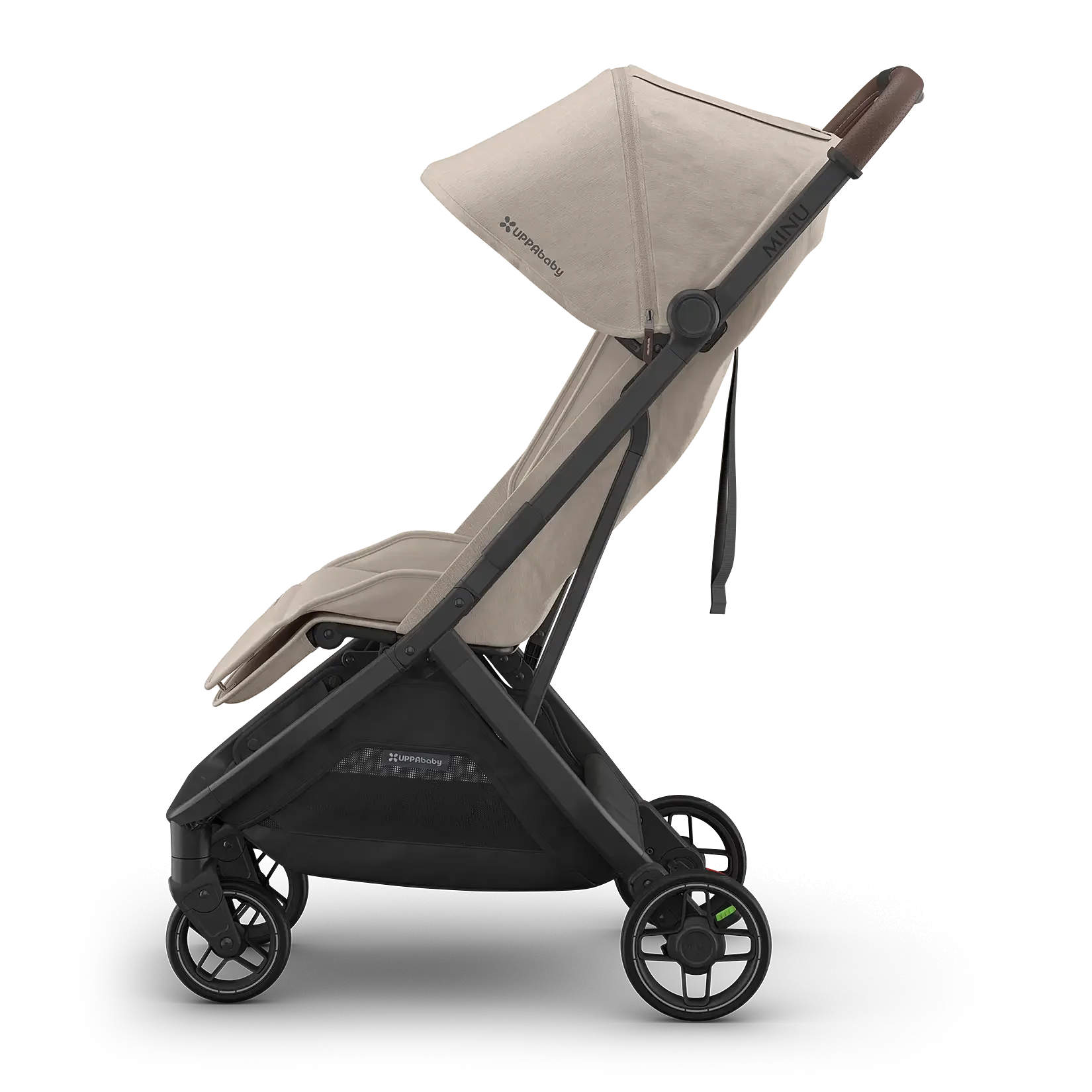 UPPAbaby Minu V3 Stroller - Ada (Charcoal Melange | Carbon Frame | Chestnut Leather) - Side View