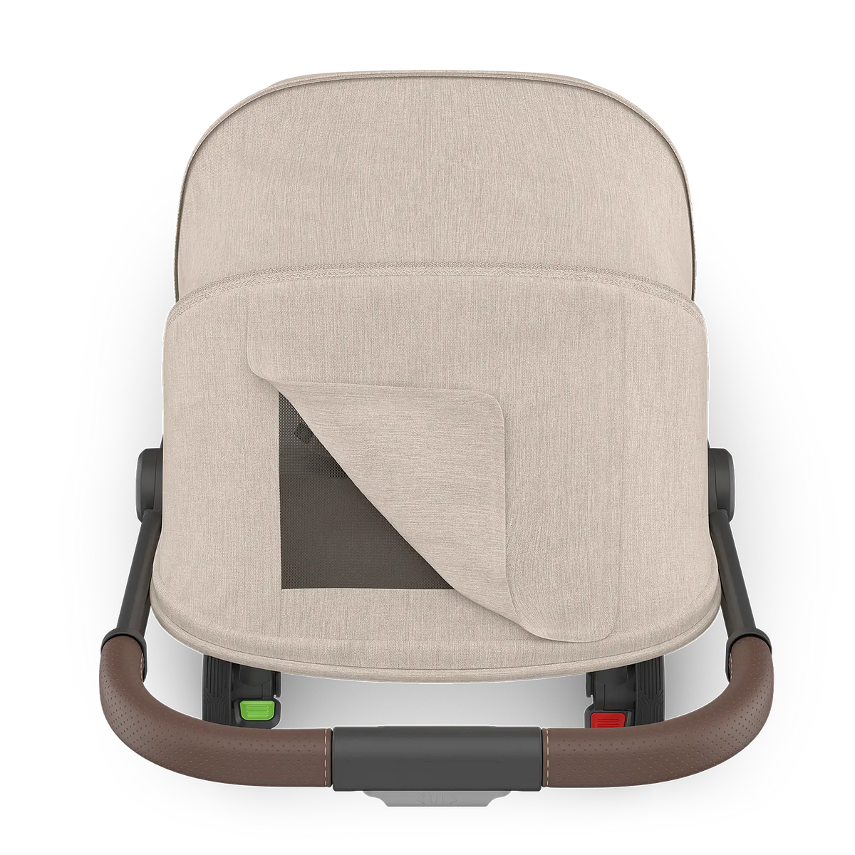 UPPAbaby Minu V3 Stroller - Ada (Charcoal Melange | Carbon Frame | Chestnut Leather) - Top View with Peek a Boo