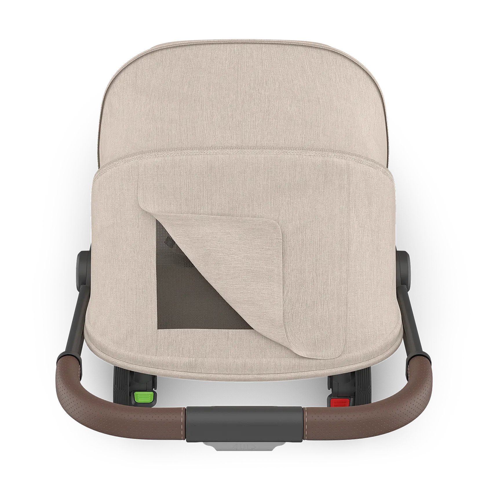 UPPAbaby Minu V3 Stroller - Ada (Charcoal Melange | Carbon Frame | Chestnut Leather) - Top View with Peek a Boo