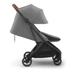 UPPAbaby Minu V3 Stroller - Greyson (Charcoal Melange/Carbon/Saddle Leather) - Side View with Infant Conversion
