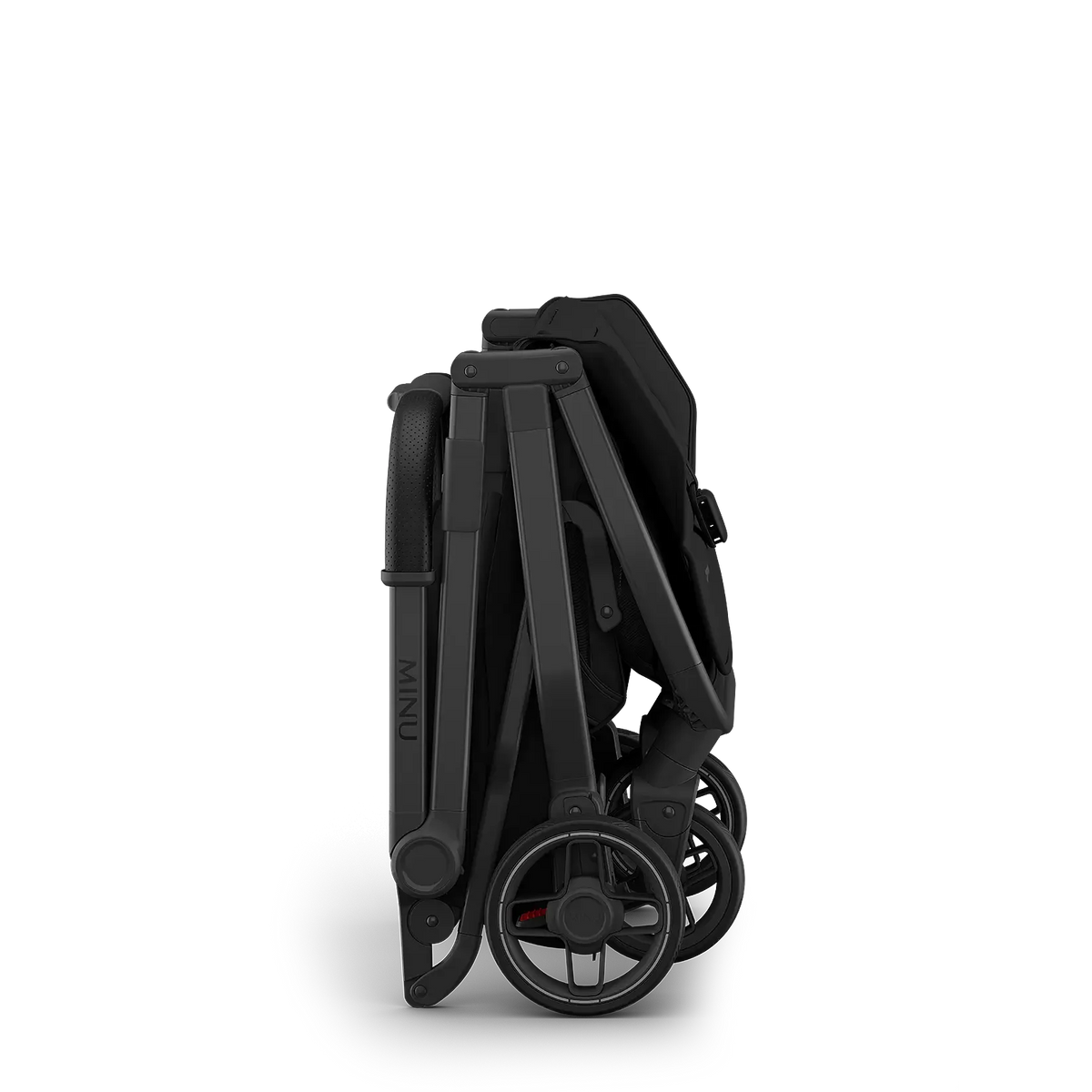 UPPAbaby Minu V3 Stroller - James (Black | Carbon Frame | Black Leather) - Folded