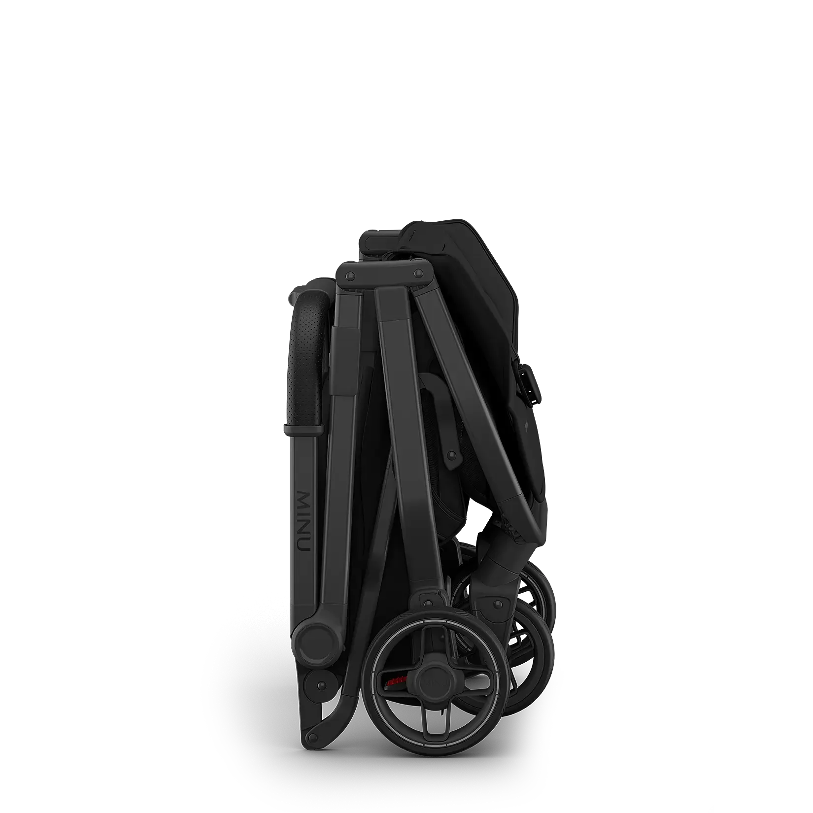 UPPAbaby Minu V3 Stroller - James (Black | Carbon Frame | Black Leather) - Folded