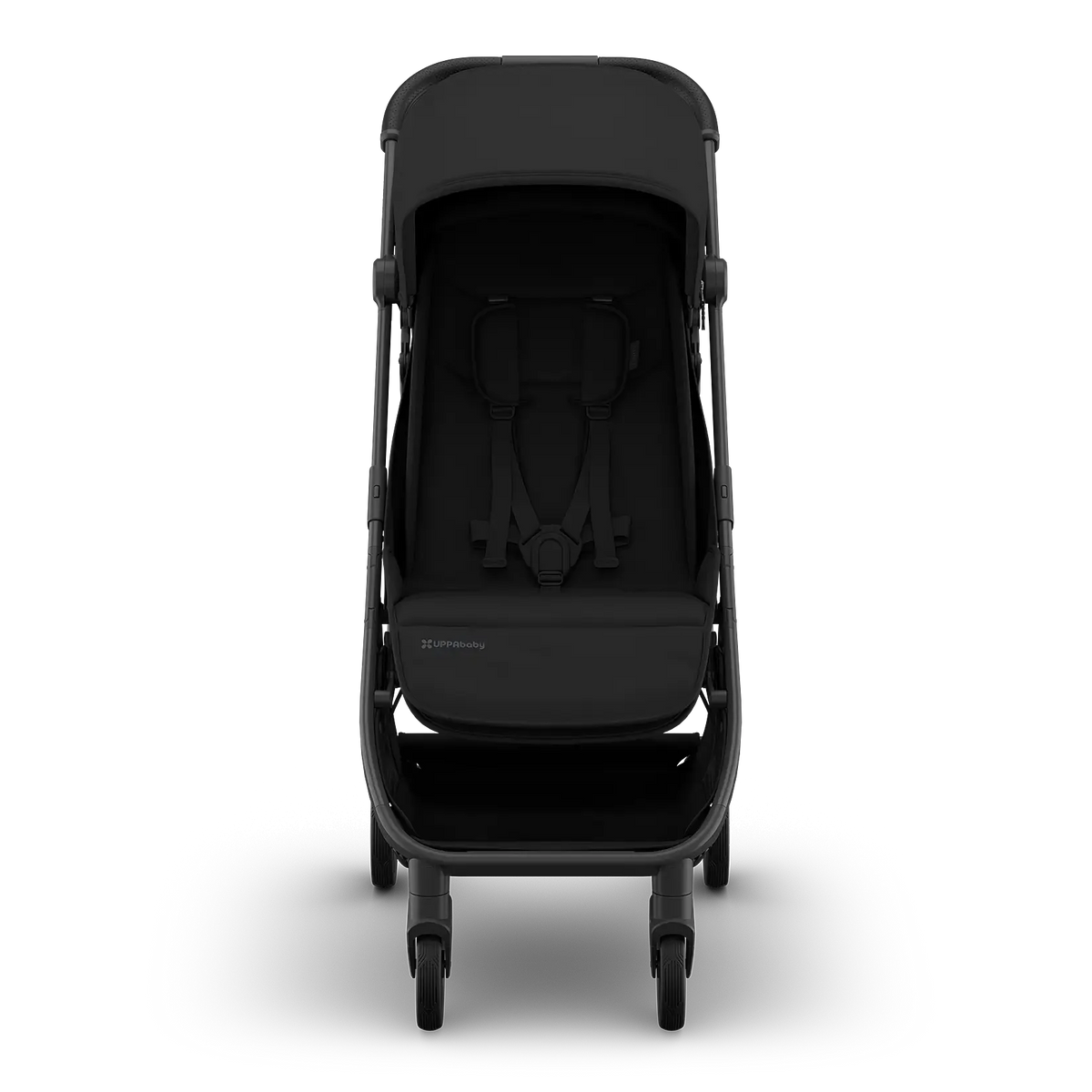 UPPAbaby Minu V3 Stroller - James (Black | Carbon Frame | Black Leather) - Front View