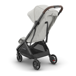 UPPAbaby Minu V3 Stroller - Savannah (Pearl Grey Jacquard/Carbon/Chestnut Leather) - Rear Angle View