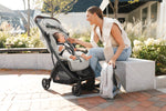 UPPAbaby Minu V3 Stroller - Savannah (Pearl Grey Jacquard/Carbon/Chestnut Leather) - Lifestyle 2