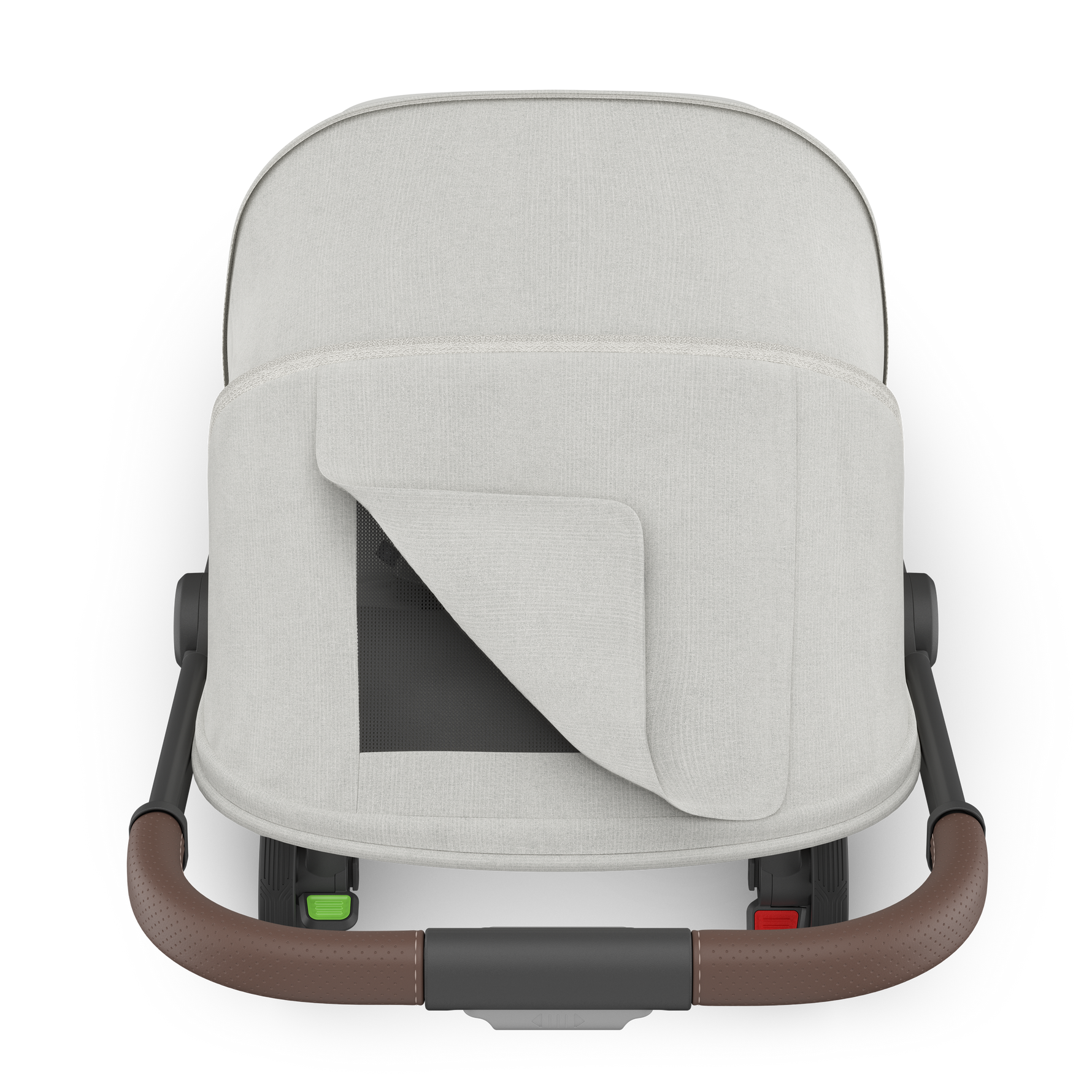 UPPAbaby Minu V3 Stroller - Savannah (Pearl Grey Jacquard/Carbon/Chestnut Leather) - Peek-a-Boo Window
