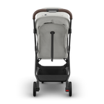 UPPAbaby Minu V3 Stroller - Savannah (Pearl Grey Jacquard/Carbon/Chestnut Leather) - Rear View