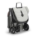 UPPAbaby Minu V3 Stroller - Savannah (Pearl Grey Jacquard/Carbon/Chestnut Leather) - Folded with Carry Handle