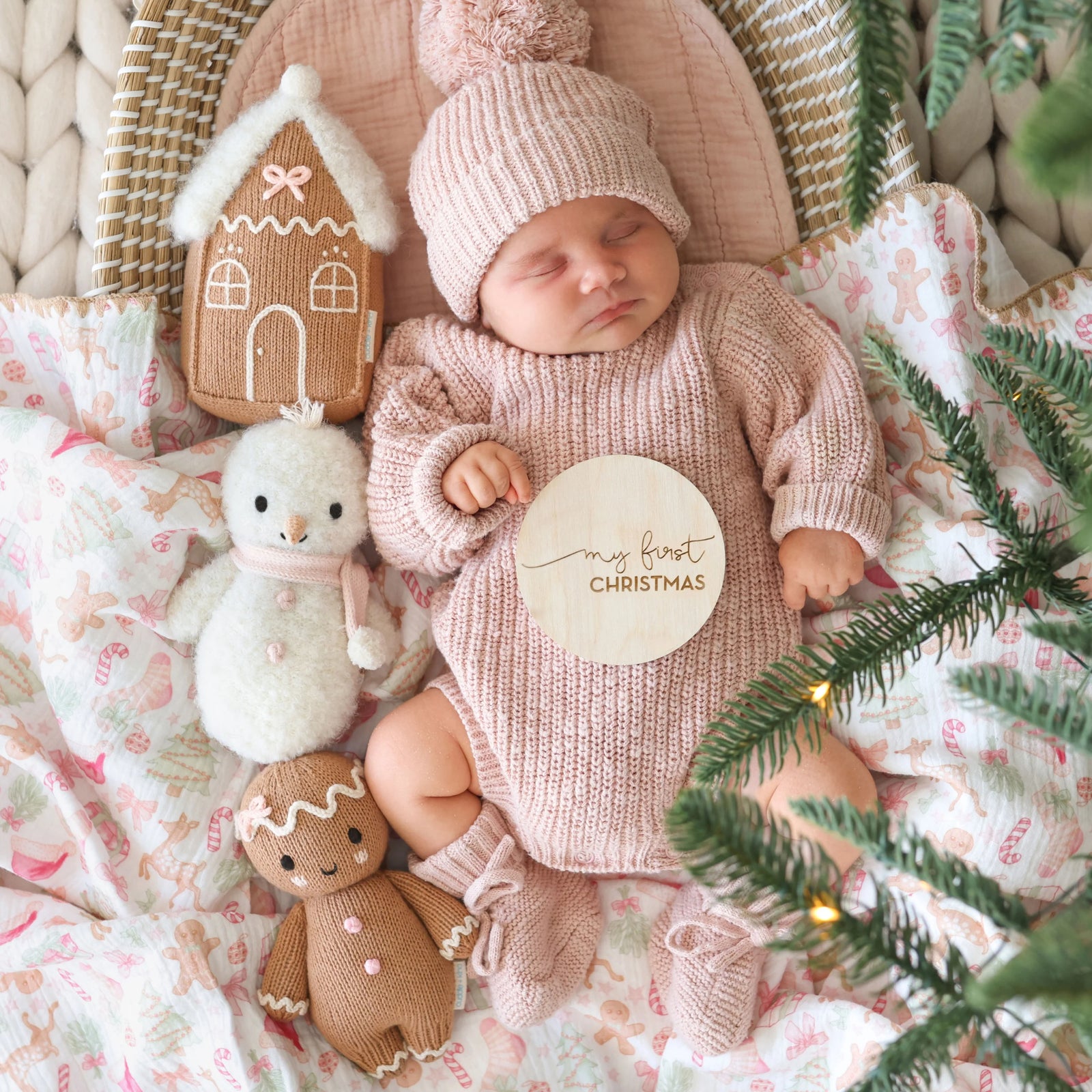 cuddle + kind Hand-Knit Baby Animal - Snowman (Blush)