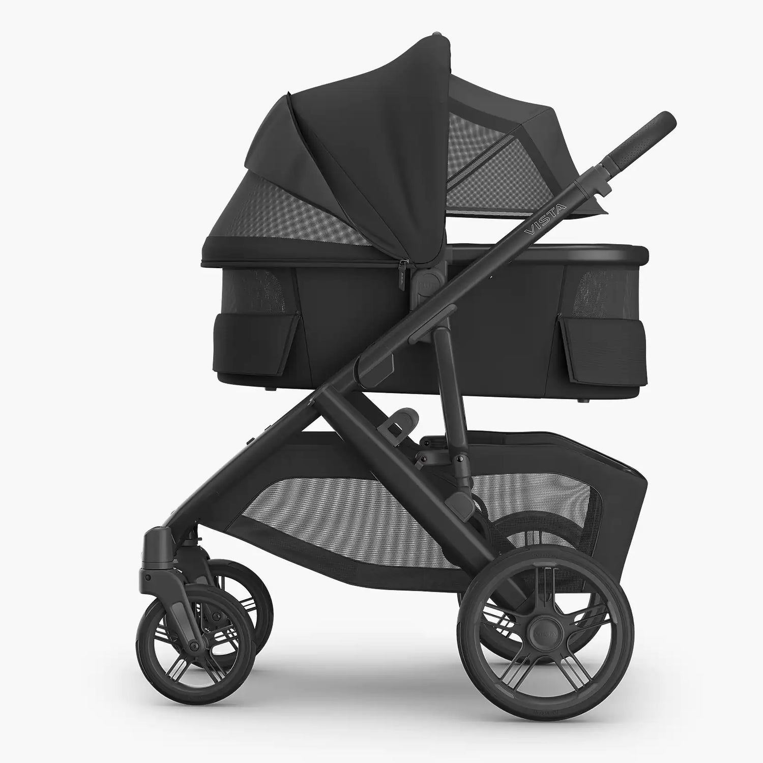 UPPAbaby Bassinet V3 - Jake (Charcoal/Carbon Frame/Black Leather) - Vista with Venting