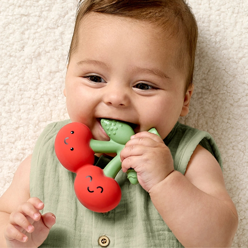 Itzy Ritzy Comfort Crew Natural Rubber Teether - Cherry Lifestyle 1
