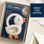 Itzy Ritzy Bitzy Shake™ Silicone Teether with Rattle - Goose Giftable Packaging