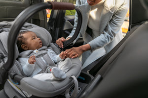 UPPAbaby Aria Infant Car Seat - Anthony (Grey/Chestnut Leather) Lifestyle 1