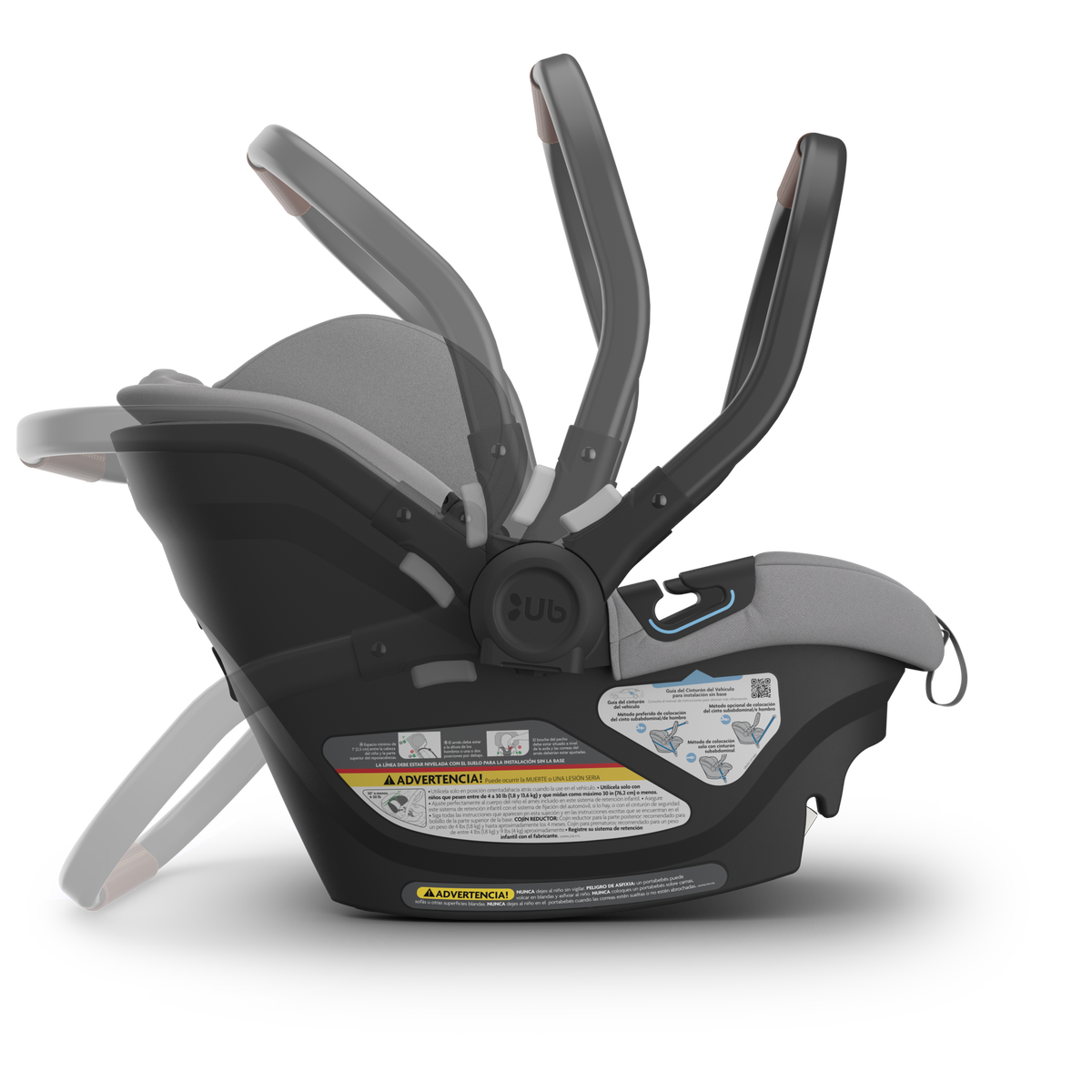 UPPAbaby Aria Infant Car Seat - Anthony (Grey/Chestnut Leather) Handle Positions