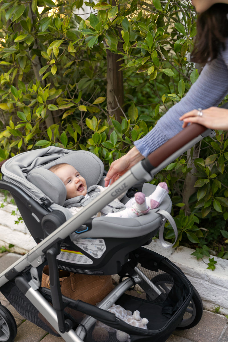 UPPAbaby Aria Infant Car Seat - Anthony (Grey/Chestnut Leather) Lifestyle 4