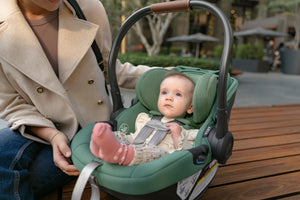 UPPAbaby Aria Infant Car Seat - Gwen (Green/Saddle Leather) Lifestyle 2