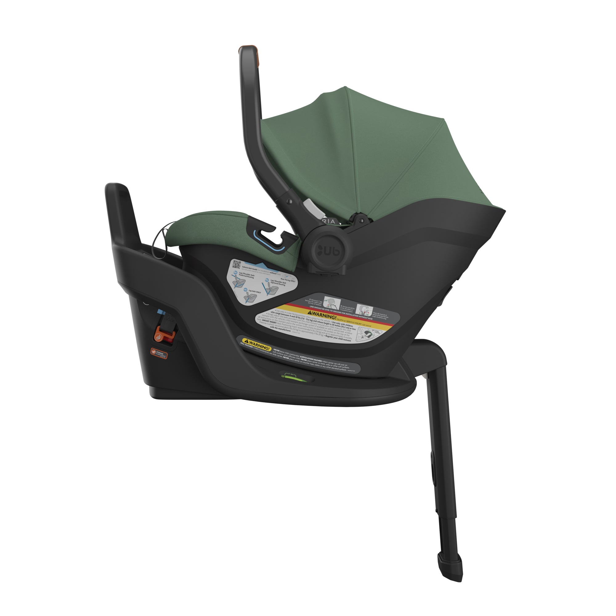 UPPAbaby Aria Infant Car Seat - Gwen (Green/Saddle Leather) Side