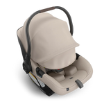 UPPAbaby Aria V2 Infant Car Seat - Ada (Sandstone Melange | Chestnut Leather) - Top View Canopy Extended