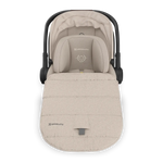 UPPAbaby Aria V2 Infant Car Seat - Ada (Sandstone Melange | Chestnut Leather) - Front View with Cover