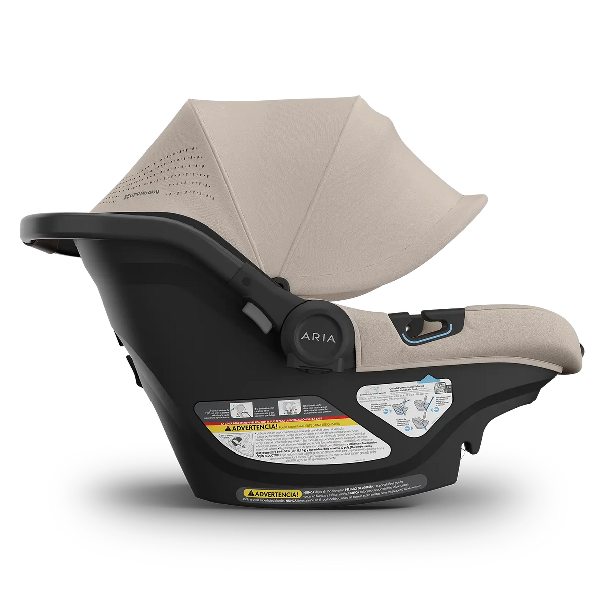 UPPAbaby Aria V2 Infant Car Seat - Ada (Sandstone Melange | Chestnut Leather) - Side View