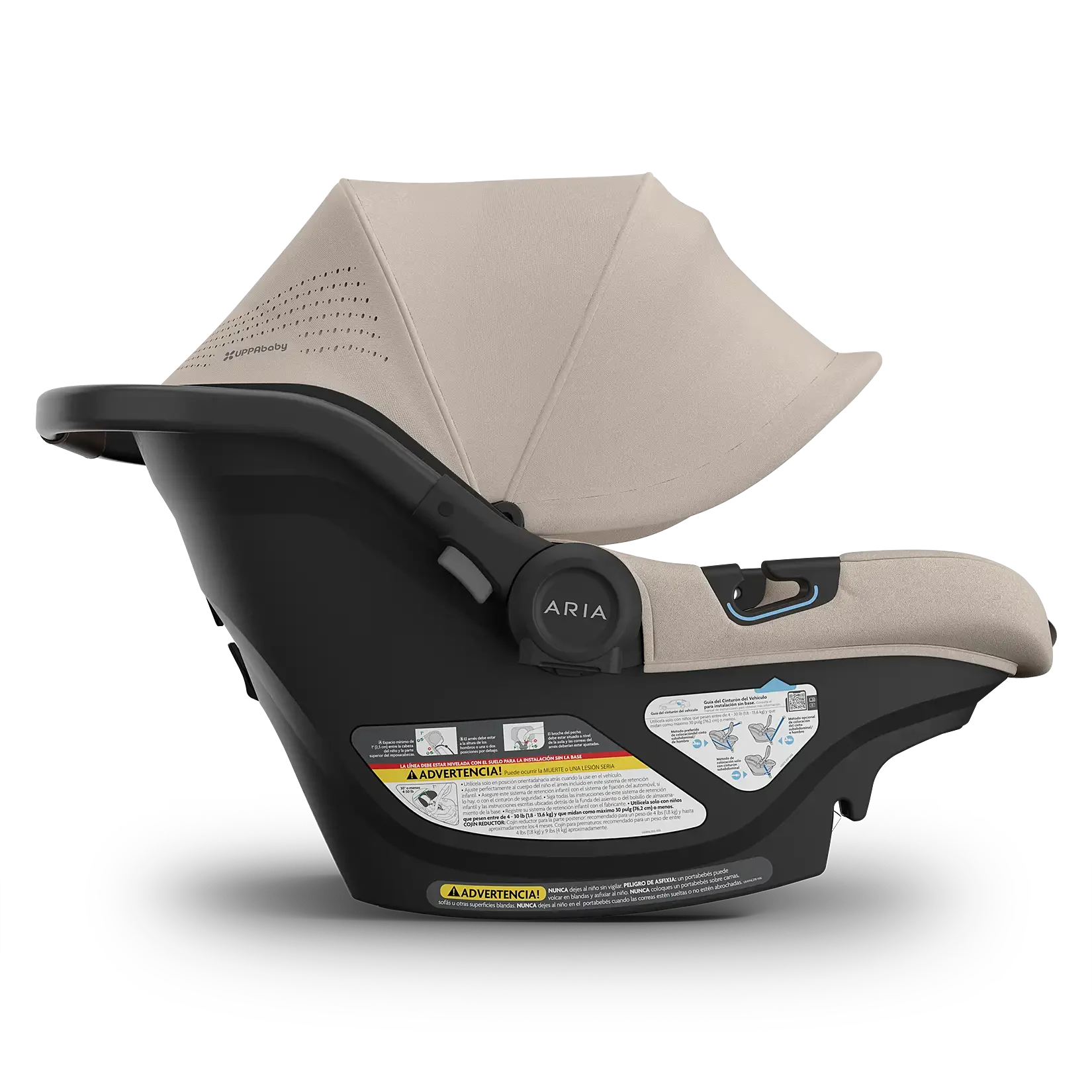 UPPAbaby Aria V2 Infant Car Seat - Ada (Sandstone Melange | Chestnut Leather) - Side View