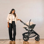 UPPAbaby Aria V2 Infant Car Seat - Ada (Sandstone Melange | Chestnut Leather) - Lifestyle 5
