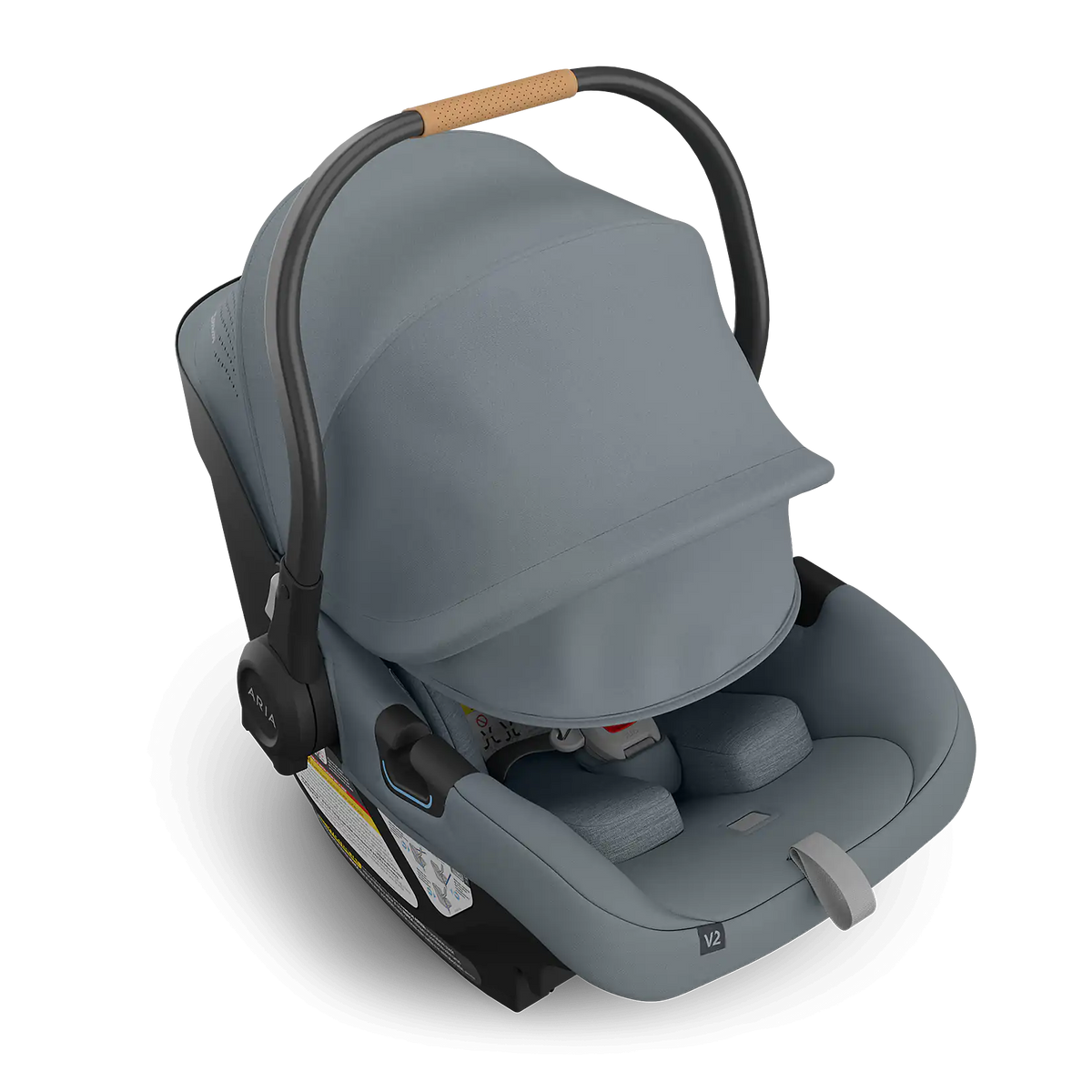 UPPAbaby Aria V2 Infant Car Seat - Callum/Dillan( Stone Blue | Sand Leather)  Canopy Extended