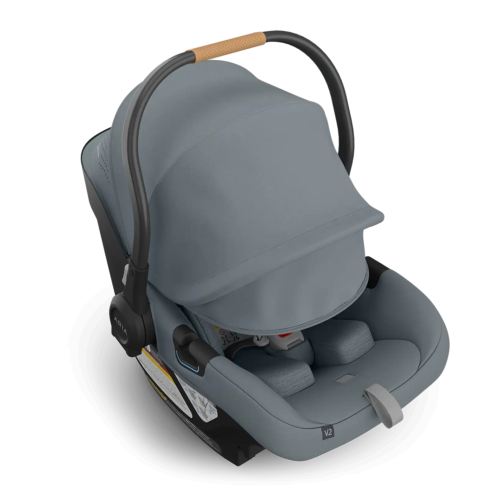 UPPAbaby Aria V2 Infant Car Seat - Callum/Dillan( Stone Blue | Sand Leather)  Canopy Extended