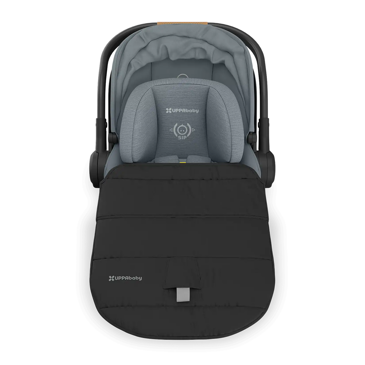 UPPAbaby Aria V2 Infant Car Seat - Callum/Dillan( Stone Blue | Sand Leather)  Included All-Weather FootCover