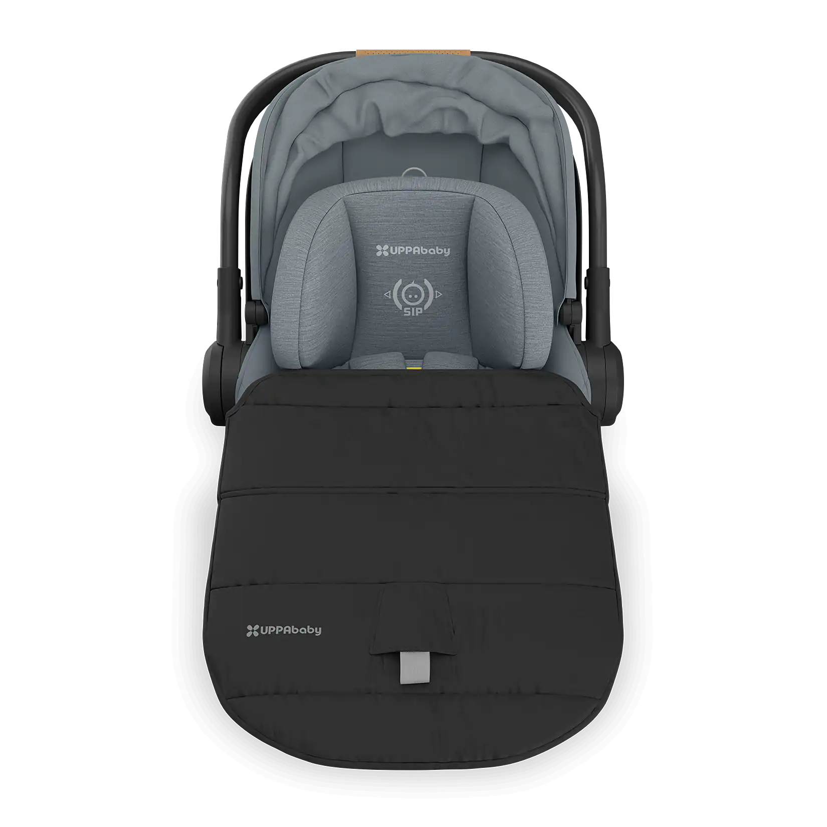 UPPAbaby Aria V2 Infant Car Seat - Callum/Dillan( Stone Blue | Sand Leather)  Included All-Weather FootCover