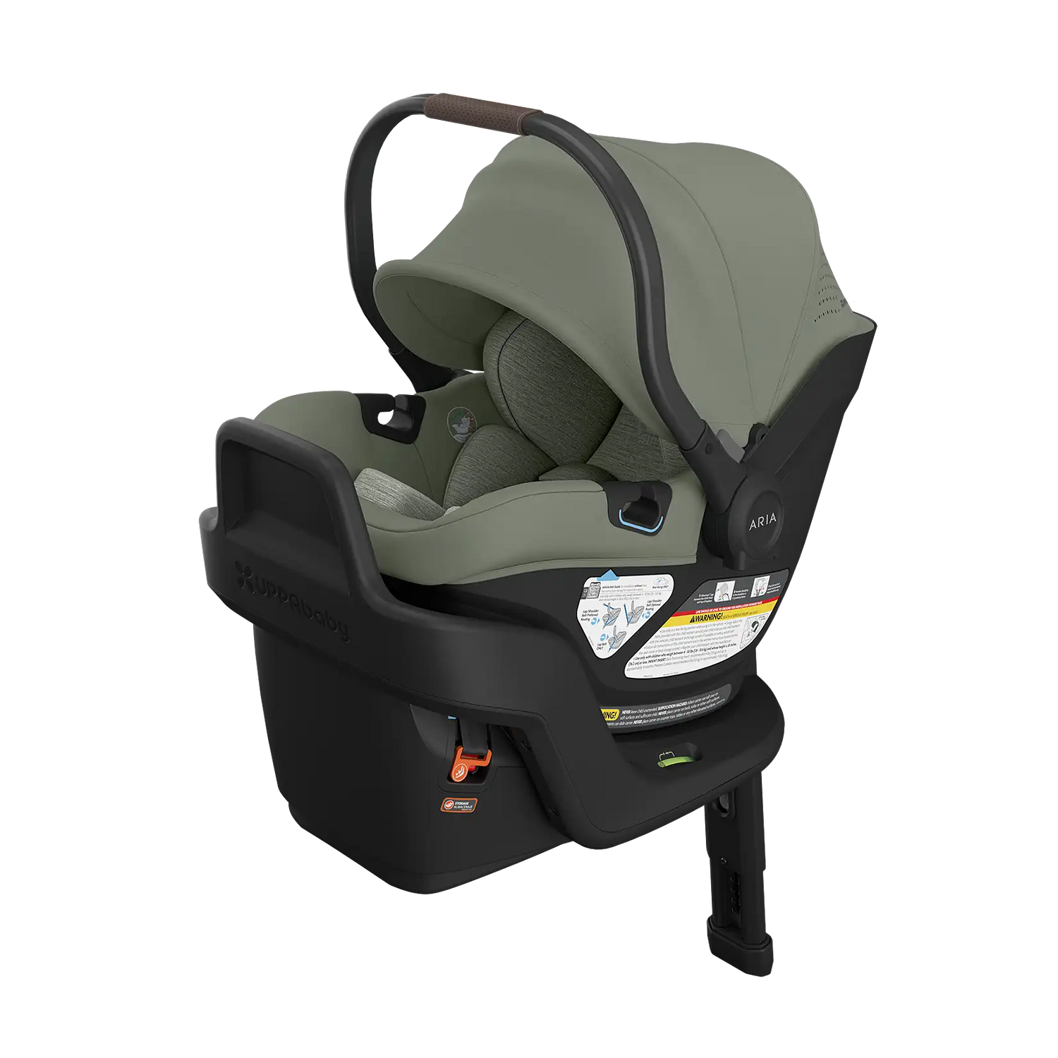 UPPAbaby Aria V2 Infant Car Seat - Evelyn (Meadow Green | Chestnut Leather)