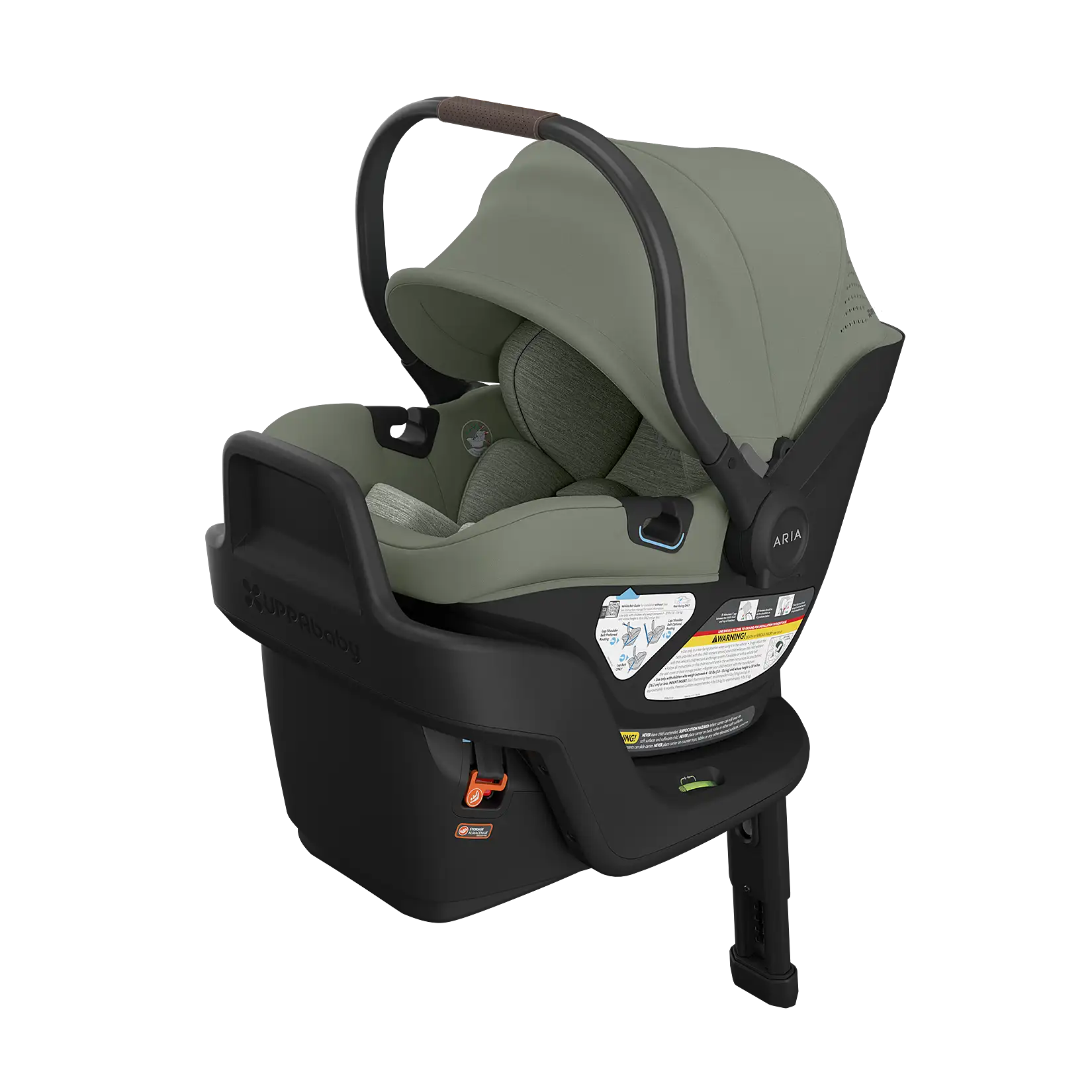 UPPAbaby Aria V2 Infant Car Seat - Evelyn (Meadow Green | Chestnut Leather)