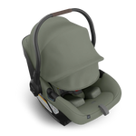 UPPAbaby Aria V2 Infant Car Seat - Evelyn (Meadow Green | Chestnut Leather) Canopy Extended