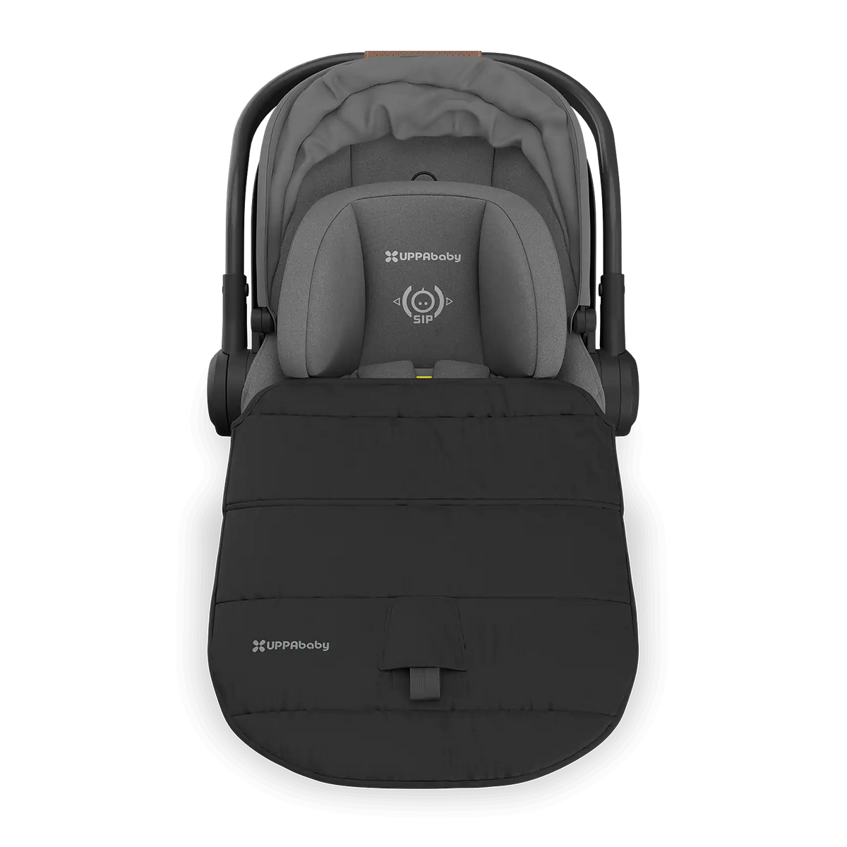 UPPAbaby Aria V2 Infant Car Seat - Greyson (Charcoal Melange | Saddle Leather) Included All-Weather FootCover