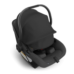 UPPAbaby Aria V2 Infant Car Seat - Jake (Charcoal | Black Leather) Extended Canopy