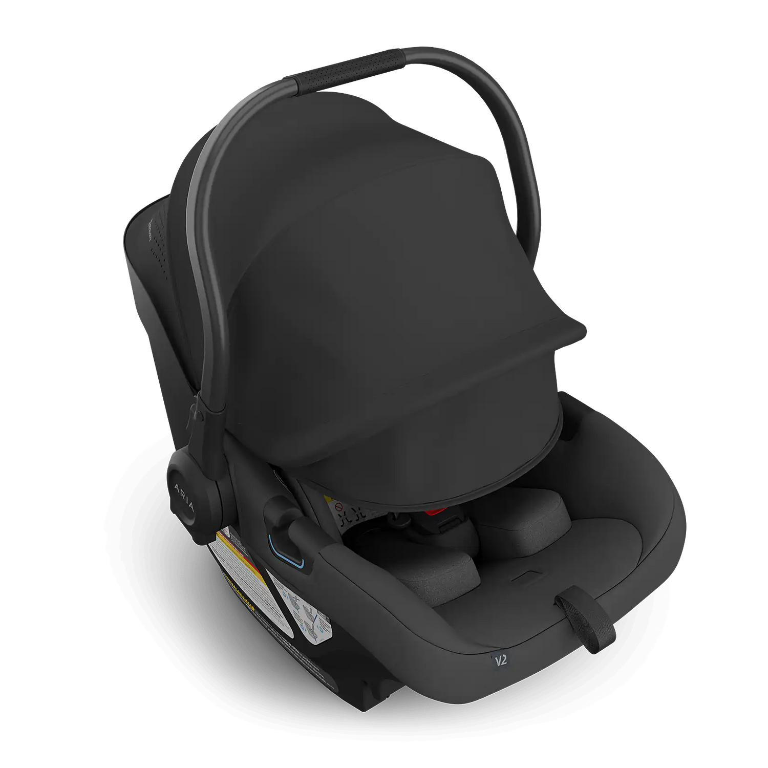 UPPAbaby Aria V2 Infant Car Seat - Jake (Charcoal | Black Leather) Extended Canopy