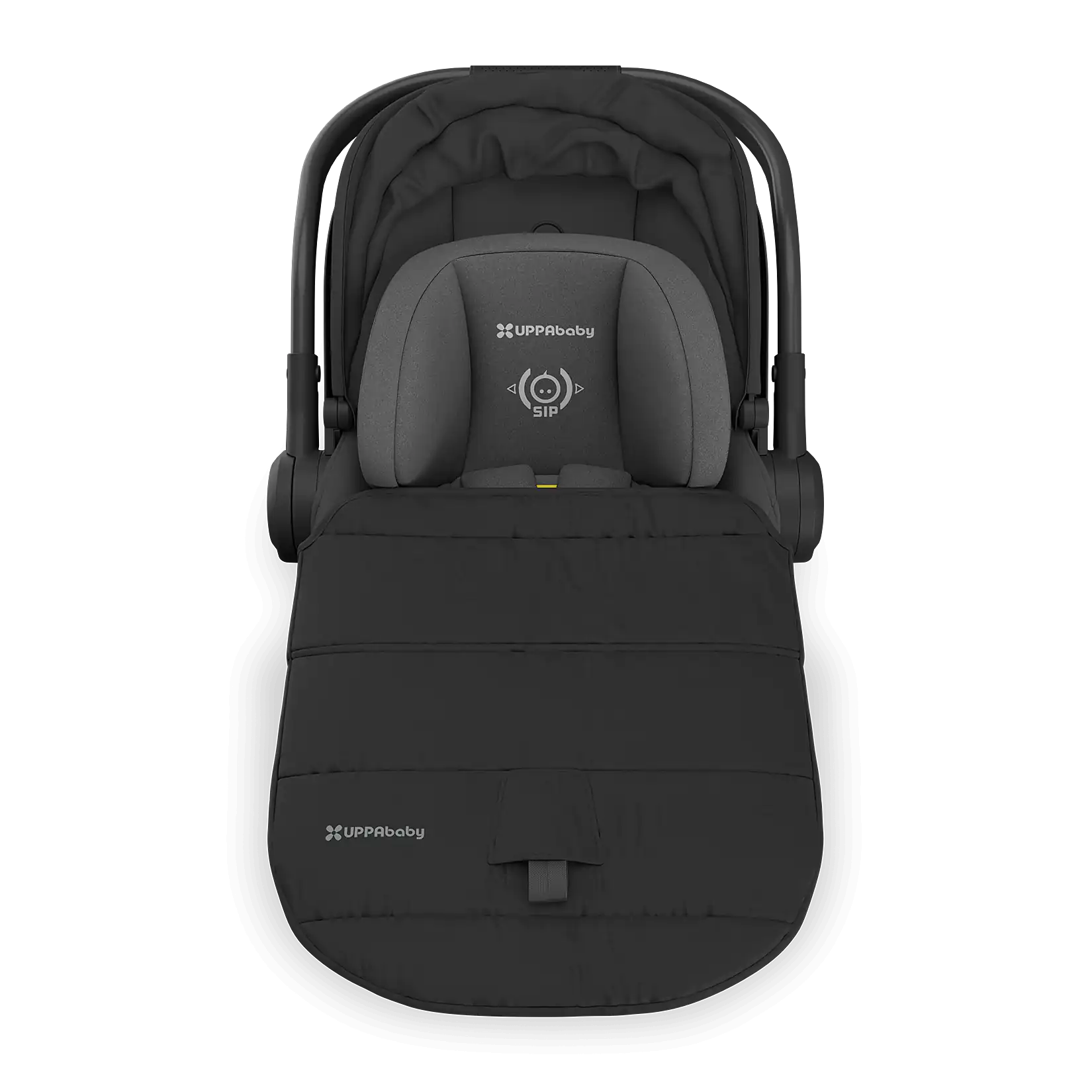 UPPAbaby Aria V2 Infant Car Seat - Jake (Charcoal | Black Leather) Included All-Weather FootCover