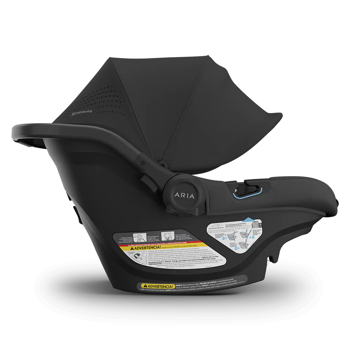 UPPAbaby Aria V2 Infant Car Seat - Jake (Charcoal | Black Leather) Side View