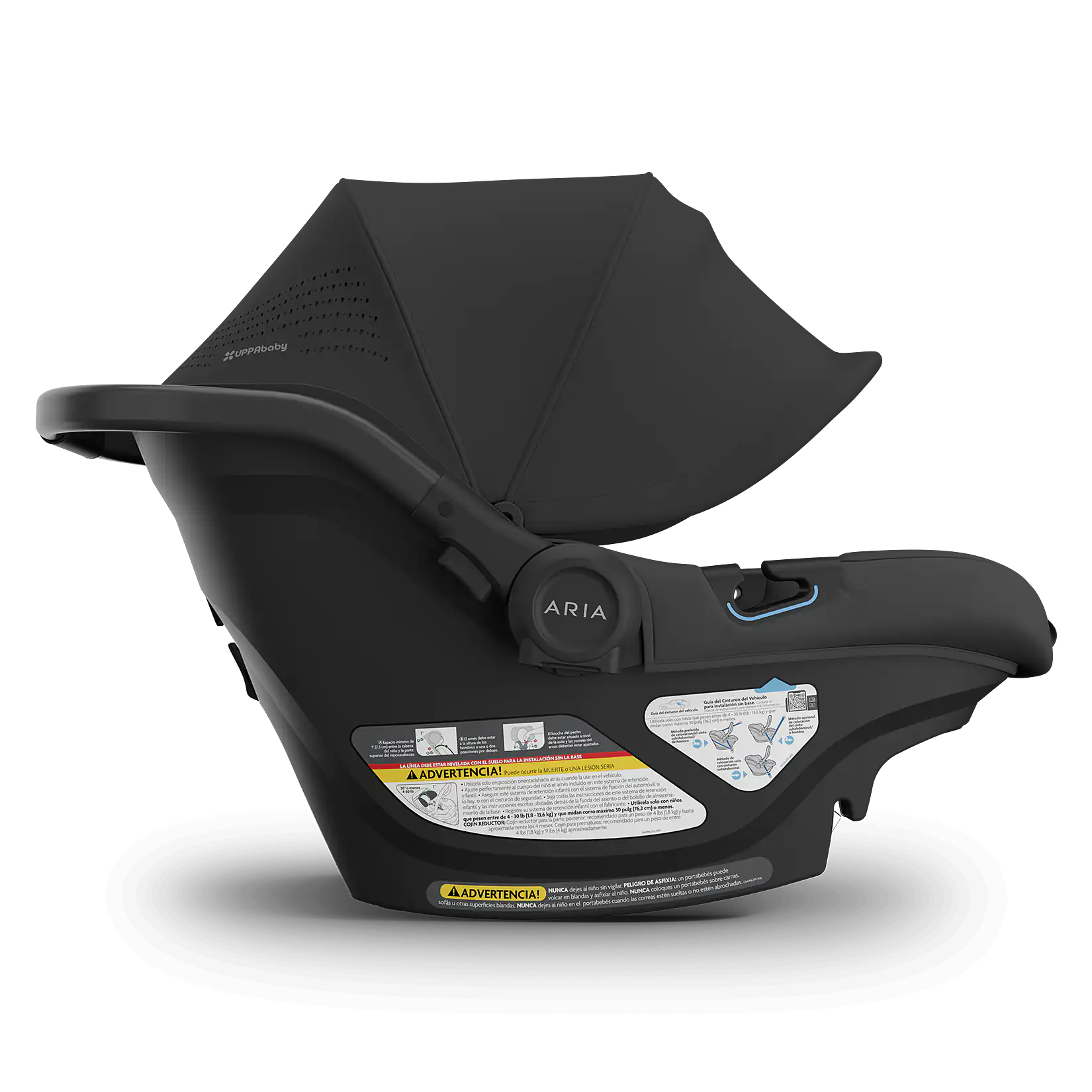 UPPAbaby Aria V2 Infant Car Seat - Jake (Charcoal | Black Leather) Side View