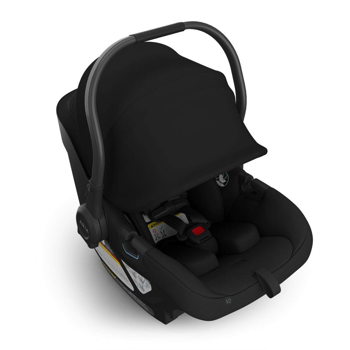 UPPAbaby Aria V2 Infant Car Seat - James (Black | Black Leather) - Top Angle View