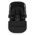 UPPAbaby Aria V2 Infant Car Seat - James (Black | Black Leather) - Front View with Cover