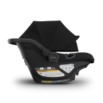 UPPAbaby Aria V2 Infant Car Seat James (Black | Black Leather) - Extended Sun Canopy Side View