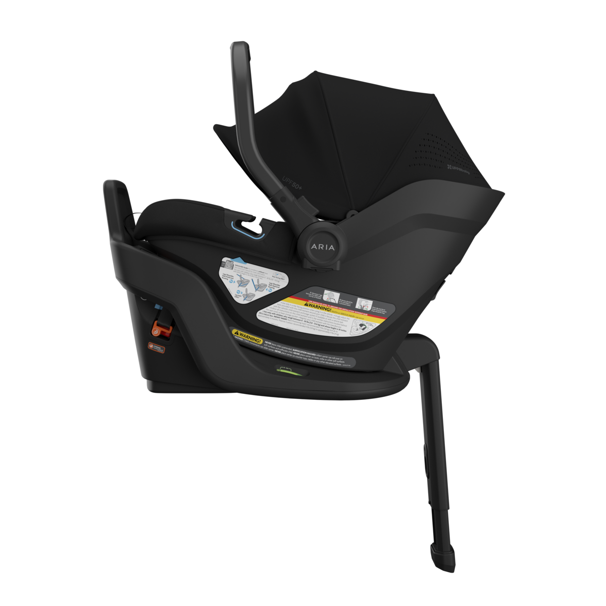 UPPAbaby Aria V2 Infant Car Seat - James (Black | Black Leather) - Side View