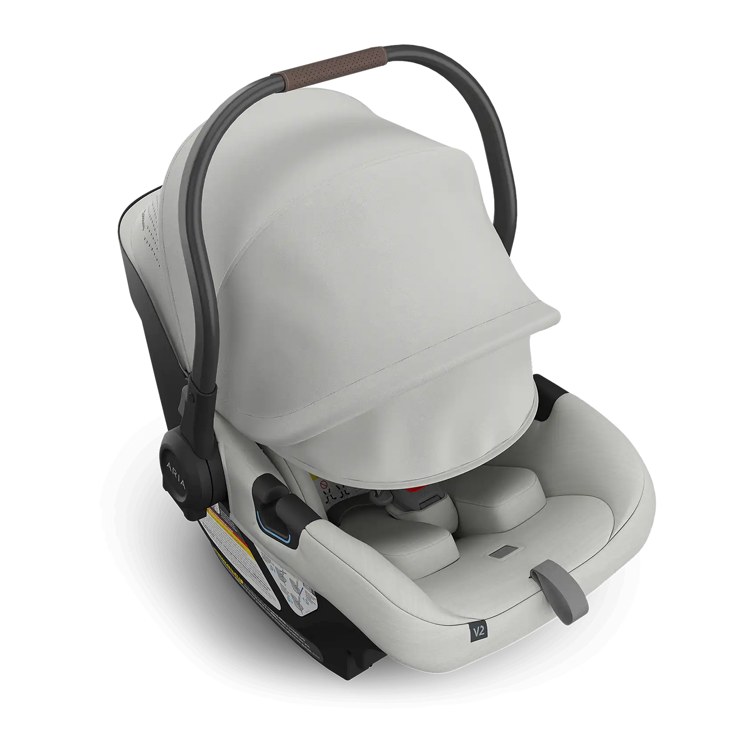 UPPAbaby Aria V2 Infant Car Seat - Savannah (Pearl Grey Melange | Chestnut Leather) Extended Canopy