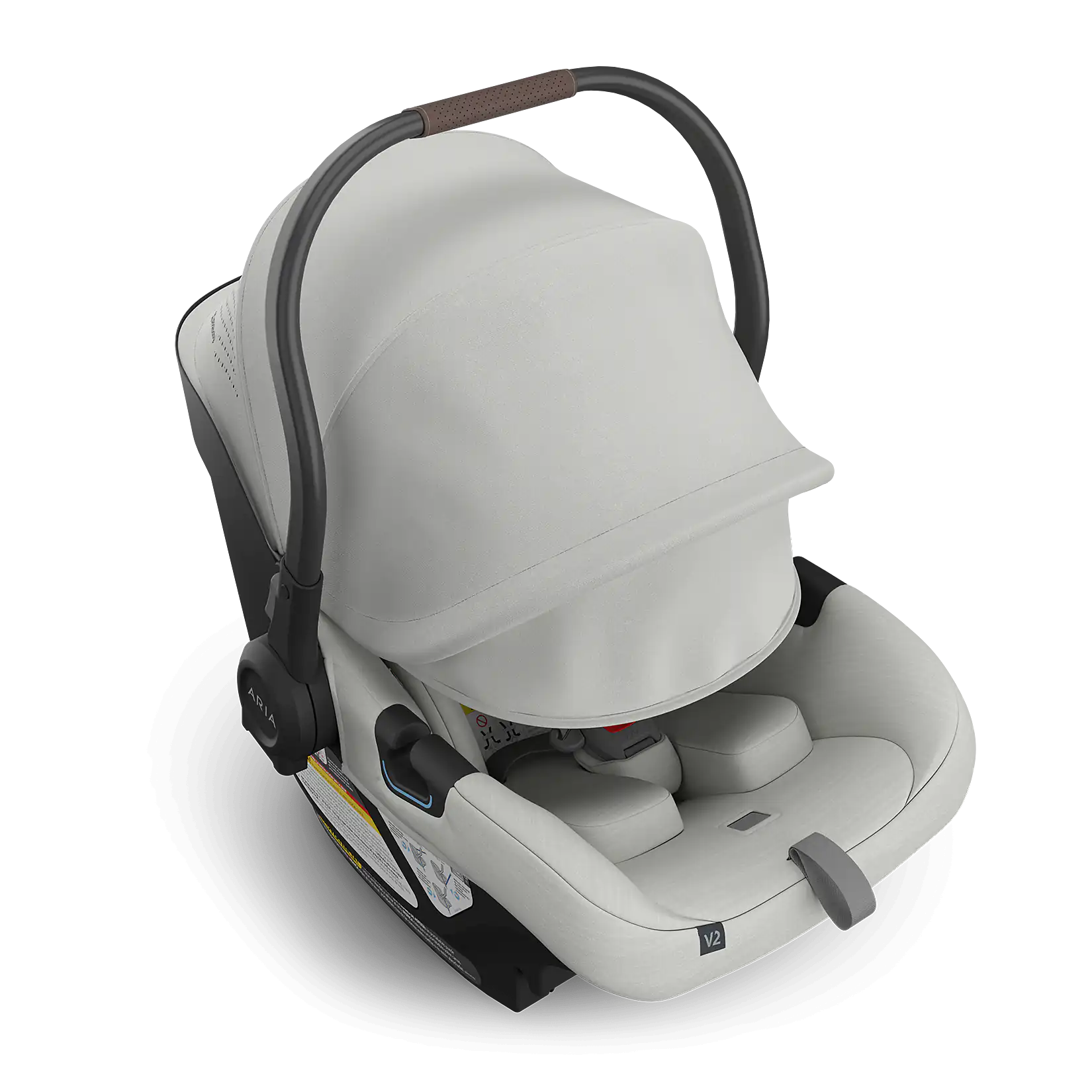 UPPAbaby Aria V2 Infant Car Seat - Savannah (Pearl Grey Melange | Chestnut Leather) Extended Canopy